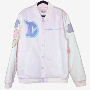 NWT Disney‎ x Stoney Clover Lane Varsity Snap Button Jacket Baby Pink Cream XL